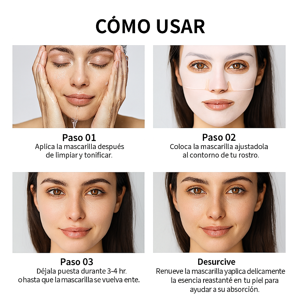 Mascarilla facial de biocolàgeno hidratante profunda, iluminadora de la piel