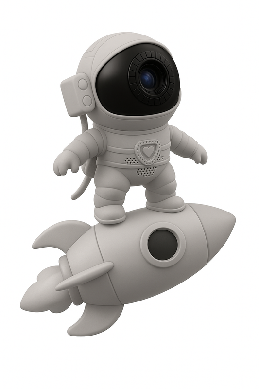 LÁMPARA DE ASTRONAUTA EN COHETE - PROYECTOR GALÁCTICO INFANTIL